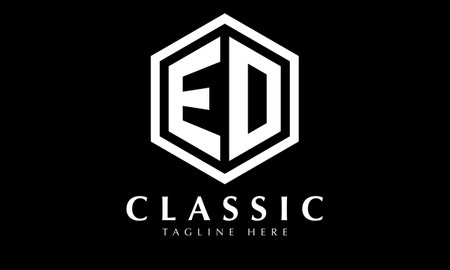 E D Initial Letter Logo Design with Black and White Hexagon.のイラスト素材