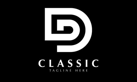 D Letter Logo Design with Black and White Colors. Modern and Clean Design.のイラスト素材