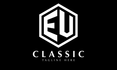 EV Initial Letter Logo Design with Black and White Hexagon.のイラスト素材