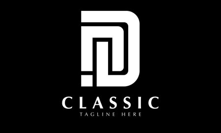 D Letter Logo Design with Black and White Colors. Modern and Clean Design Vector Illustration.のイラスト素材
