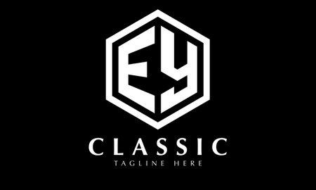 EY Initial Letter Logo Design with Black and White Hexagon.のイラスト素材