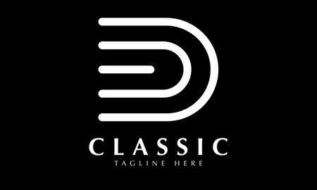 D Letter Logo Design with Black and White Colors. Modern and Clean Design.のイラスト素材