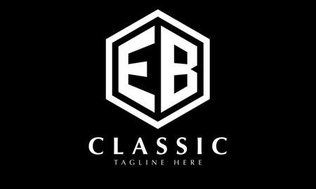 E B Initial Letter Logo Design with Black and White Hexagon.のイラスト素材