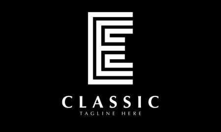 E Letter Logo Design with Black and White Colors. Modern and Clean Design.のイラスト素材