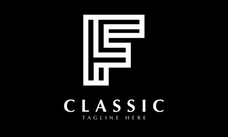Black and White Letter F Logo Design with Square Shapes. Creative Modern Icon Vector Illustration.のイラスト素材