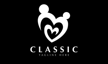Couple Love Logo Design with Black Background. Modern and Luxury Logo Design Vectorのイラスト素材