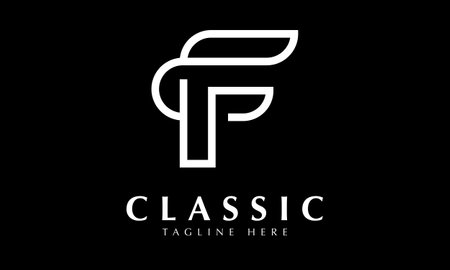 Letter F Logo Design with Black and White Colors. Modern and Clean Design.のイラスト素材
