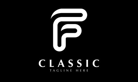 Letter F Logo Design with Black and White Colors. Modern and Clean Design.のイラスト素材