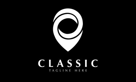 Locate Pin Logo Design with Black Background. Modern and Minimalist Styleのイラスト素材