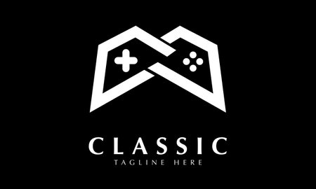 Black and White Game console logo design vector icon symbol graphic template.のイラスト素材
