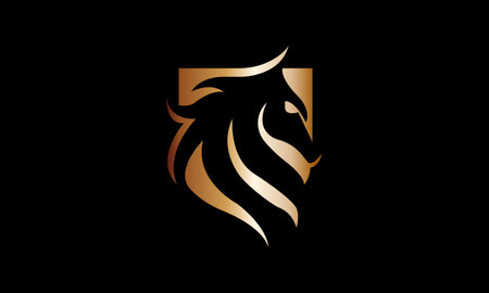 Luxury lion head logo design. Lion head vector icon.のイラスト素材
