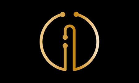 Initial letter i logo design in black and golden colors for a company or businessのイラスト素材