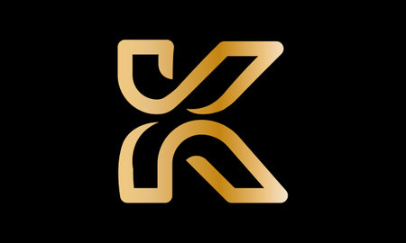 Letter K gold black alphabet logo design icon for business. Suitable for a company logotypeのイラスト素材