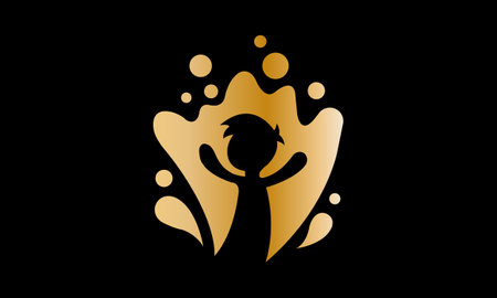 abstract gold and black color of children logo design suitable for a company or businessのイラスト素材