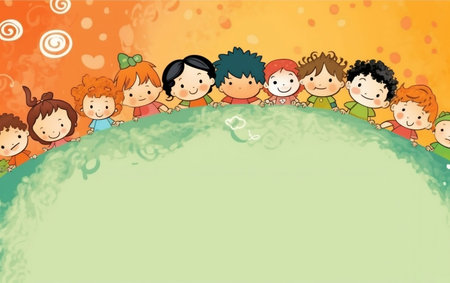 Happy children on the planet earth. Vector illustration for your design.の写真素材