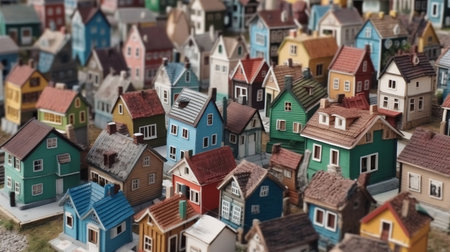 Miniature of colorful houses in the city. Miniature city conceptの写真素材