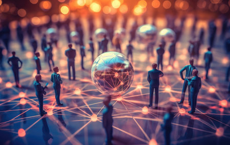 Global network connection and social media concept. 3D Rendering.の素材