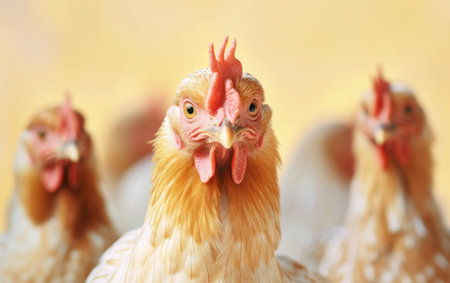 chickens on traditional free range poultry farm in the netherlandsの素材