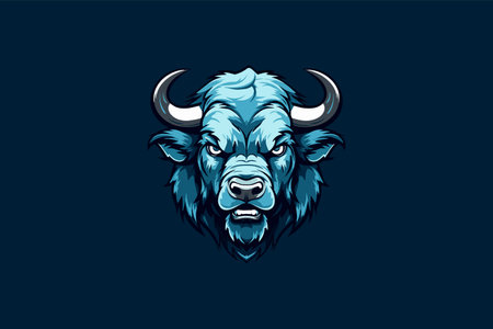 Bison head mascot logo design vector illustration with modern concept style for badge, emblem and t-shirt printing.のイラスト素材