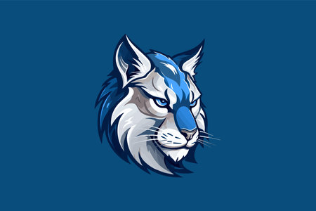 Mascot illustration of a cougar head on blue background.のイラスト素材