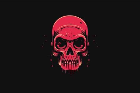 Skull vector logo design template with grunge effect on black backgroundのイラスト素材
