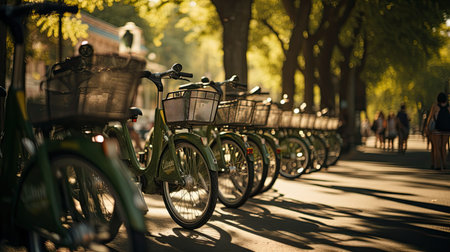 Row of Parked Bicyclesの素材