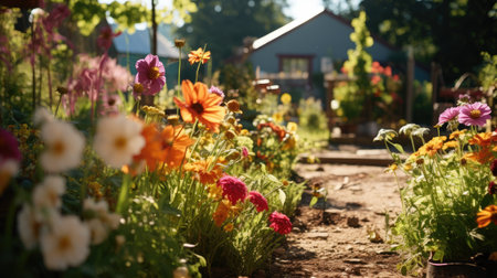 Vibrant Garden Bursting With Colorful Flowersの素材