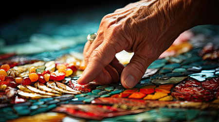 Close-Up of a Person Touching Artwork, Exploring the Interplay Between Art and Human Experienceの素材