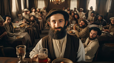 Group of People Sitting Around a Tableの素材