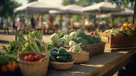 Abundant Vegetables Arranged on a Wooden Tableの素材