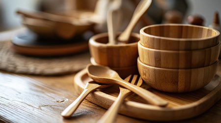 Baby Sitting at Table With Wooden Spoon, Curious Exploration of Tactile Sensations and Early Motor Skills Developmentの素材