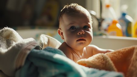 A young girl poses for a portrait outdoors.の素材