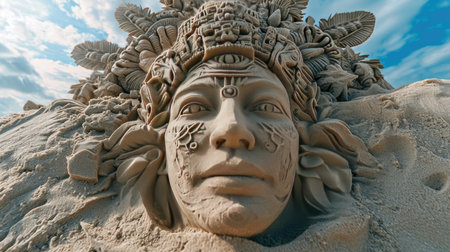 Sand Sculpture of Woman With Closed Eyesの素材