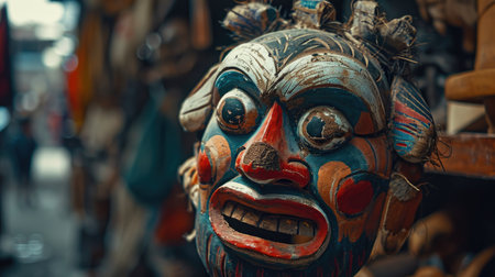 Colorful Mask Resting on Tableの素材