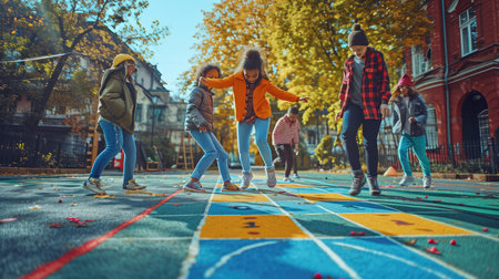 Group of Children Enjoying Playtime at the Playgroundの素材