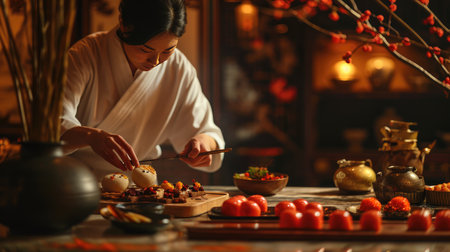 Women Gathering Around a Table With Plates of Foodの素材
