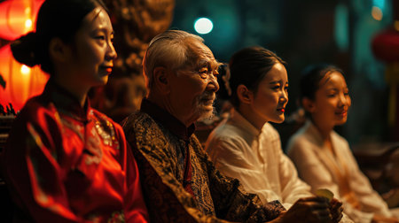 Group of People Sitting Together at a Gatheringの素材