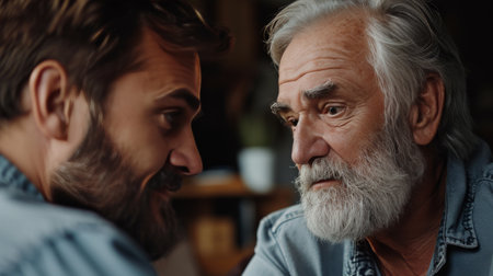 Elderly Man Wearing Glasses Observing Outside Through a Windowの素材