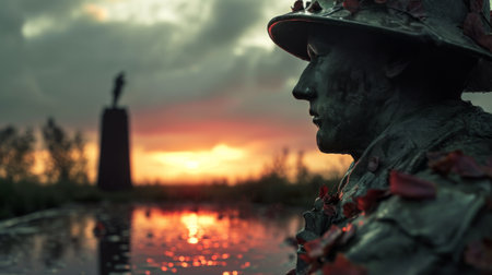 Statue in Park Surrounded by Trees, Tranquil Art Amidst Natureの素材