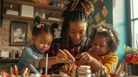 Group of Young Children Sitting Around a Tableの素材