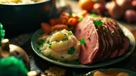 Close Up of Food Plate on Table, Delicious Meal Ready to Be Served and Enjoyedの素材