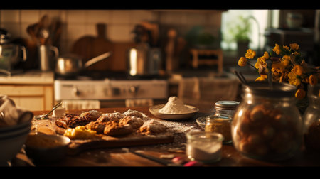 Woman Standing in Front of Counter, Preparing Foodの素材
