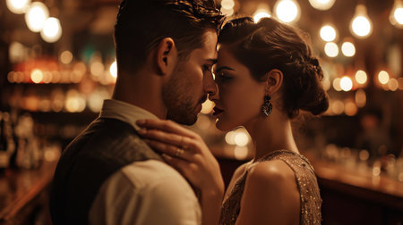 Man and Woman Kissing in Heartwarming Display of Affectionの素材