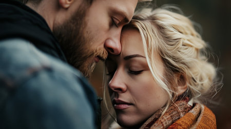Man and Woman Kissing in Heartwarming Display of Affectionの素材