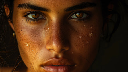 Woman Wearing Scarf Around Her Head in Simple, Elegant Styleの素材