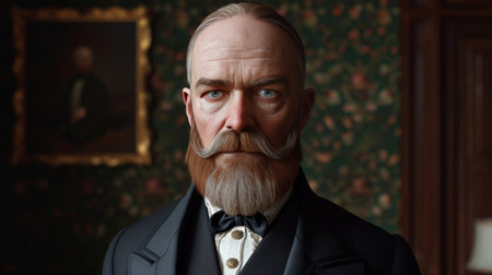 Bearded Man With Hat and Glasses in Simple Portraitの素材