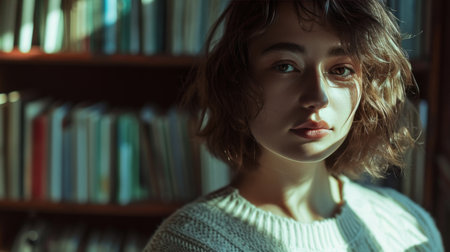 Close-up Portrait of a Person With Blue Eyesの素材