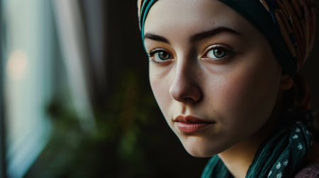 Close Up of Person Wearing Headscarfの素材