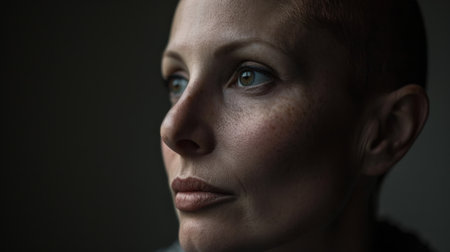 Close-up of Woman With Nose Rinklesの素材