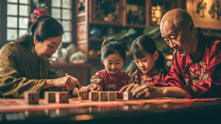 Group of People Playing a Game of Checkers, Strategic Fun and Social Interactionの素材